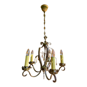 1930s French Neoclassical Brass Chandelier