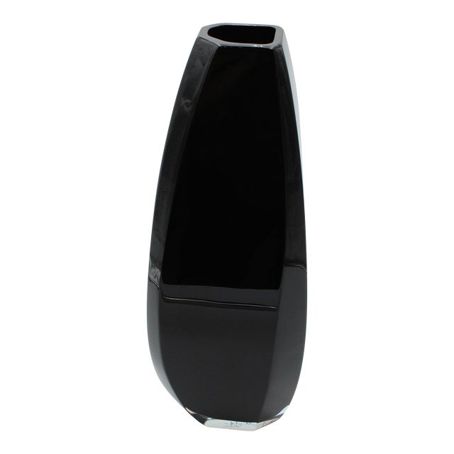 Vela Giant Black Murano Vase For Sale