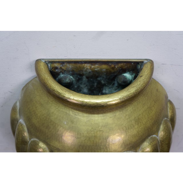 Antique Italian Hammered Ribbed Brass Lavabo Water Fountain Cistern & Basin For Sale - Image 9 of 18
