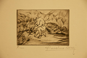 Anselmo Bucci, En Terre, Etching, 1917