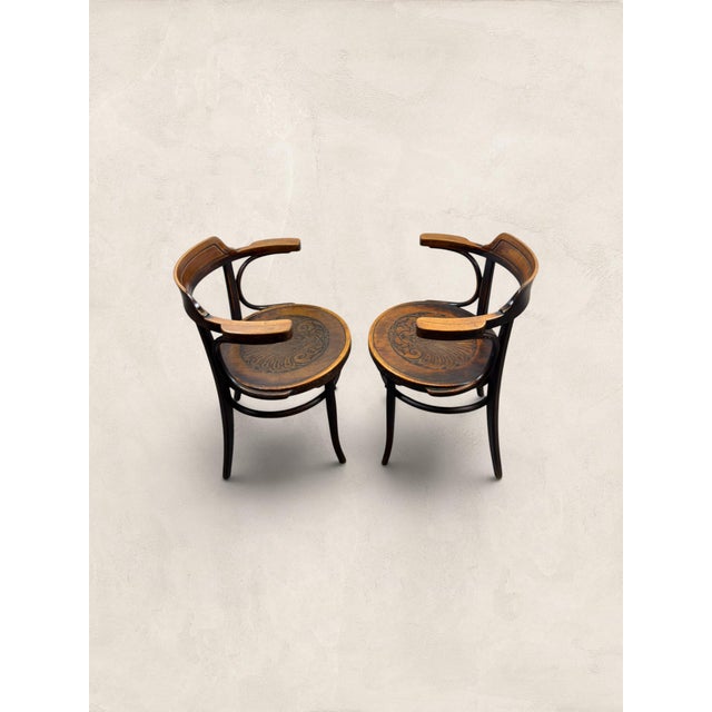 Antique Pair of English Art Nouveau Bentwood Armchairs For Sale In Tampa - Image 6 of 10