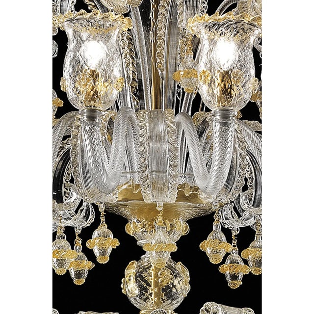 Gold Imperial Style “Rigadin” Murano Glass Chandelier in Venetian Design For Sale - Image 8 of 9