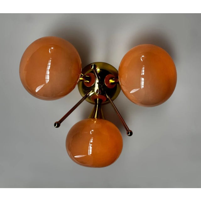 Metal Trifoglio Polished Brass Gray Pebble Flush Mount by Fabio LTD For Sale - Image 7 of 8