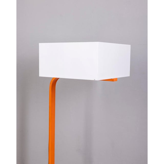 Vintage Space Age Italian Orange Metal and Acrylic Glass Floor Lamp, 1970s For Sale - Image 6 of 15