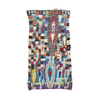Teal & Multi Boucherouite Rug For Sale