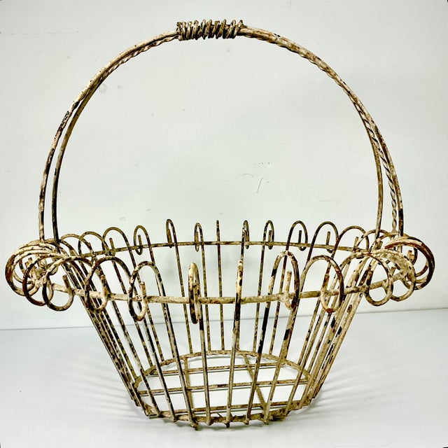 1950s Vintage French Art Nouveau Boho Chic Medium Jardiniere Basket Planter. For Sale - Image 14 of 17