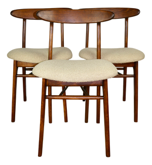 Vintage Beige Boucle Chairs from Rajmund Hałas, 1970s, Set of 3