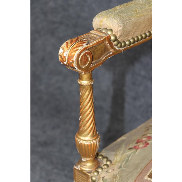Pair 19th Century French Louis XVI Style Giltwood Aubusson Armchairs For Sale - Image 9 of 13