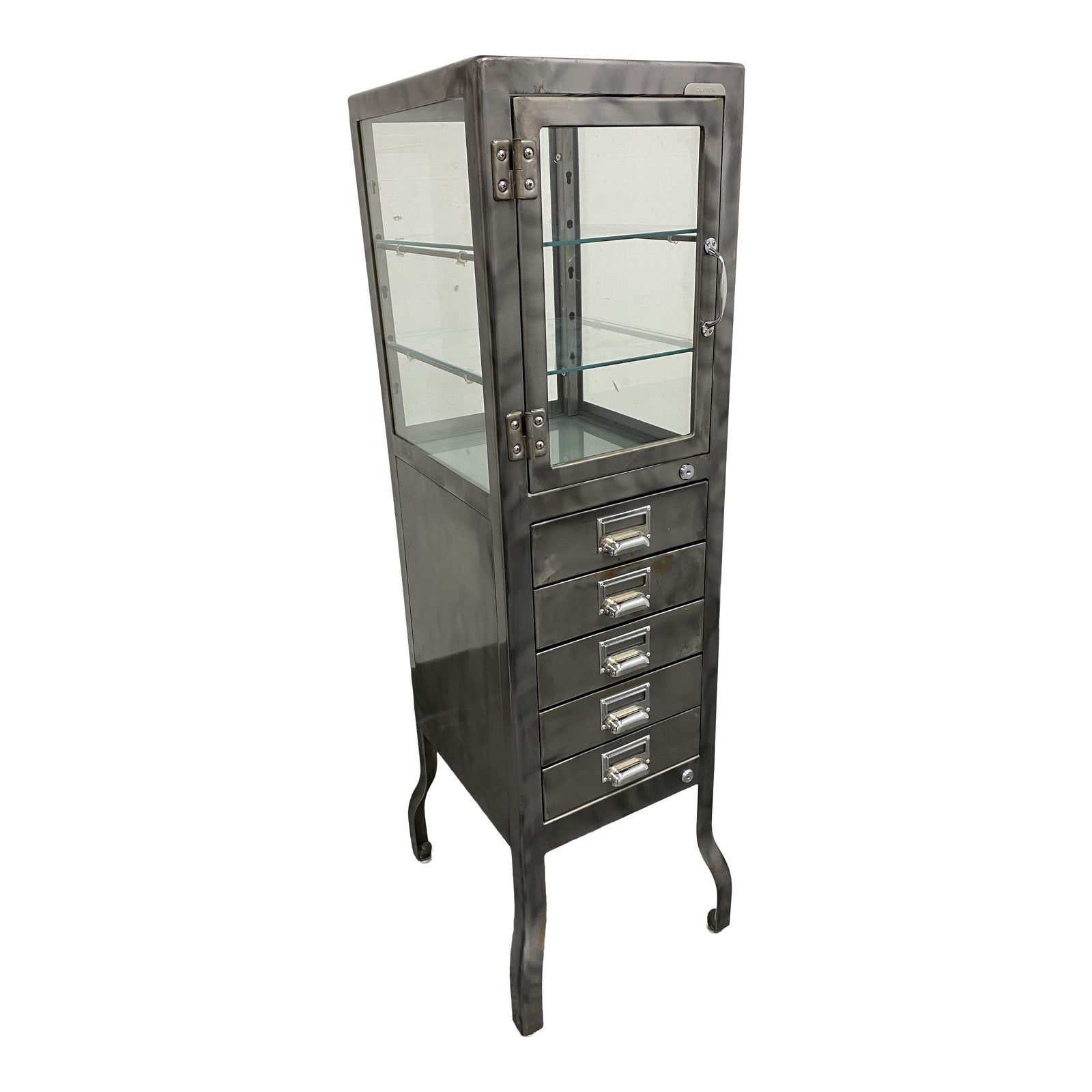 Restoration Hardware Pharmacy Dulton Metal + Glass Cabinet | Chairish