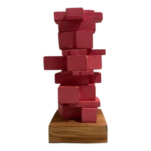Tom Trubshaw (1971-), Colorful Geometric Abstract Wood Sculpture, Signed, Dated