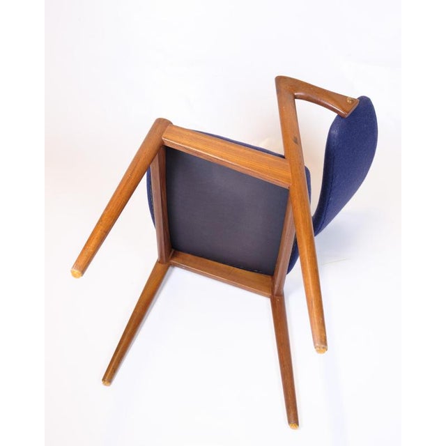 Model 42 Dining Room Chairs in Teak and Blue Fabric by Kai Kristiansen for Andersen Møbelfabrik, 1960s, Set of 6 For Sale - Image 13 of 14