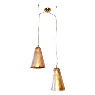 Vintage Pendant Light in Murano Gold Glass, 1990s For Sale