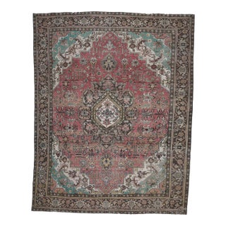 1970s Vintage Persian Handmade Wool Cotton Light Pink Area Rug For Sale