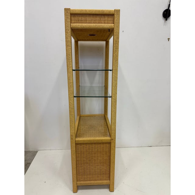 1980s 1980s Mid Century Henry Link Wicker Etagere With Storage For Sale - Image 5 of 12