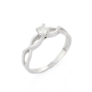 18k White Gold Twisted Band Brilliant Diamond Ring for Women Size 7 For Sale