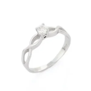 18k White Gold Twisted Band Brilliant Diamond Ring for Women Size 7