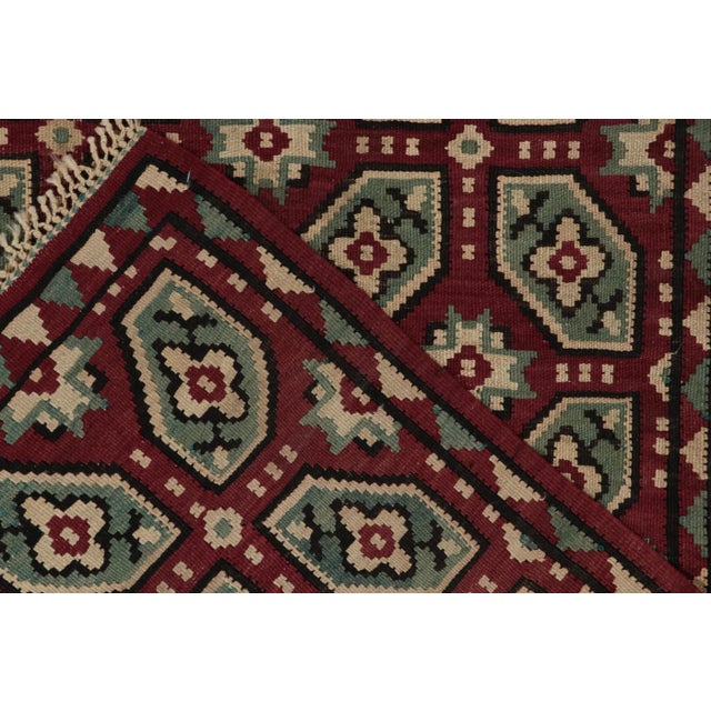 1950s Vintage Bessarabian Kilim Rug in Red, Blue and White Geometric Pattern For Sale - Image 5 of 5