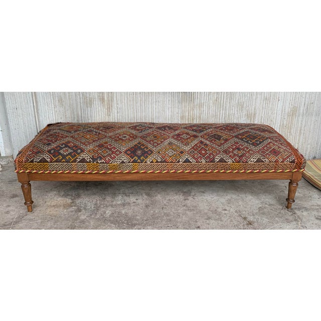 Large French Louis XIV Style Dark Oak Bench, 1920s For Sale - Image 3 of 9