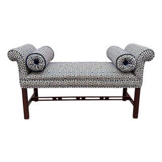 Chippendale Upholstered Roll-Arm Bench For Sale