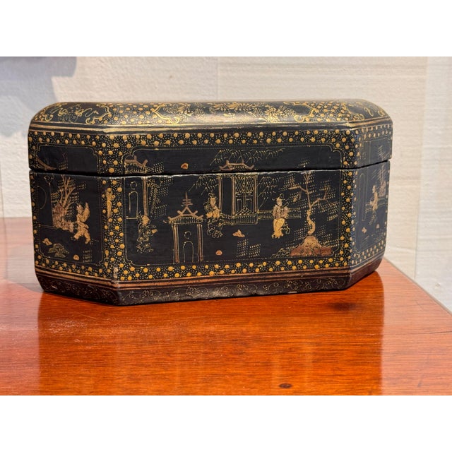 Black and Gilt Chinoiserie Lacquer Box For Sale - Image 6 of 6