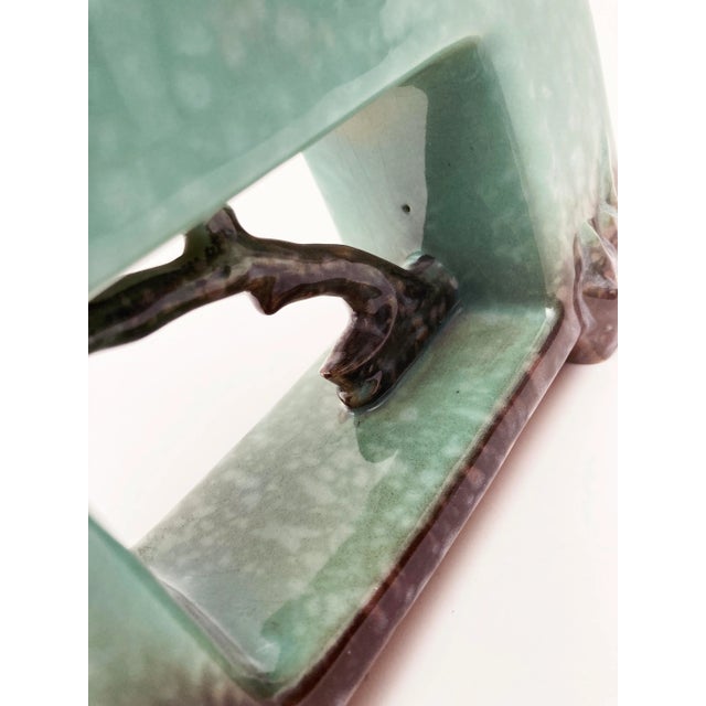 Roseville Pottery Roseville Artwood 1951 Vintage Mid Century Modern Pottery Green Planter 1054-8 For Sale - Image 4 of 10