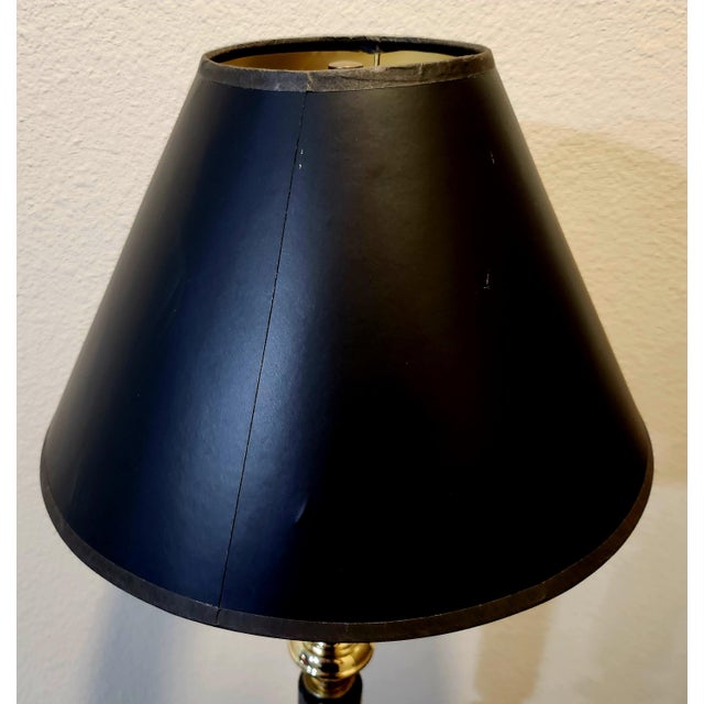 Black Vintage Mid-Century Modern Black Marble and Brass Table Lamp For Sale - Image 8 of 12