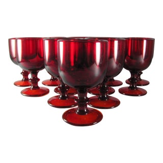 1960s Imperial Glass of Ohio Ruby Red Water Glass Goblets - Set of 12 For Sale