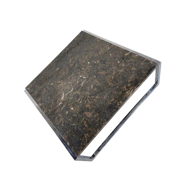 Mid-Century Modern Mid Century Modern Italian Polished Granite Chrome Sled Base Coffee Table For Sale - Image 3 of 7