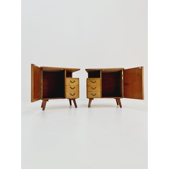 Mid-Century German Beech Bedside Tables from Wk Möbel, 1960s, Set of 2 For Sale - Image 6 of 12