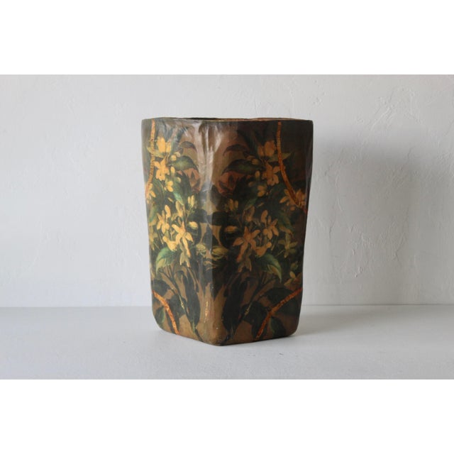 R Pulvermacher Art Nouveau Paper Mache Floral Wrapped Wastebasket Vintage For Sale In Miami - Image 6 of 18