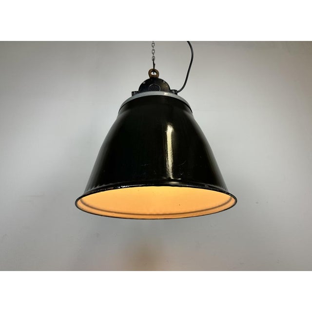 Industrial Black Enamel Factory Pendant Lamp, 1960s For Sale - Image 10 of 15