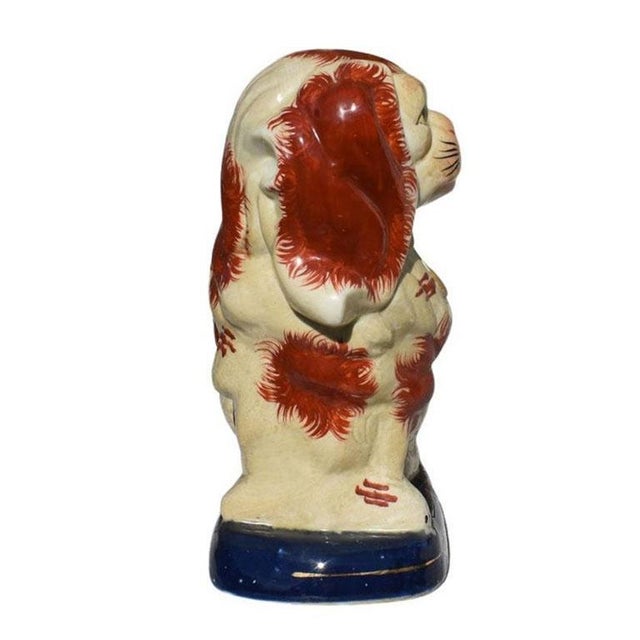 English English Traditional King Charles Spaniel Porcelain Dog in Red Blue and Gold For Sale - Image 3 of 6