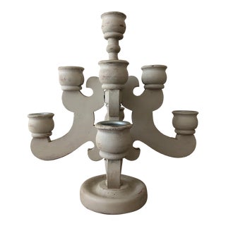 Swedish Painted Wood Candle Holder For Sale