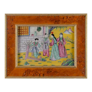 Chinese Famille Jaune Porcelain Plaque, Qing Dynasty