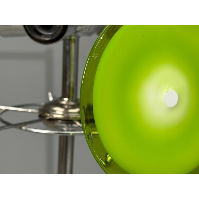 Green Mid-Century Modern, Green Murano Glass, Chrome, Pendant Light, 1960s For Sale - Image 8 of 8