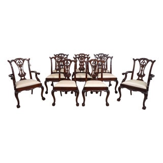 Set of 10 Maitland Smith Mahogany Dining Room Chairs For Sale