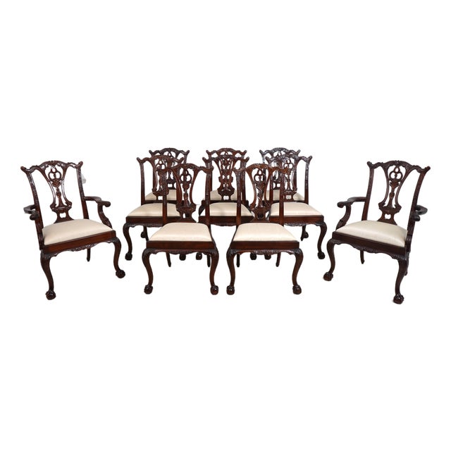 Set of 10 Maitland Smith Mahogany Dining Room Chairs For Sale