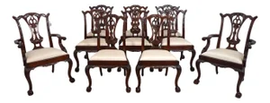 Set of 10 Maitland Smith Mahogany Dining Room Chairs