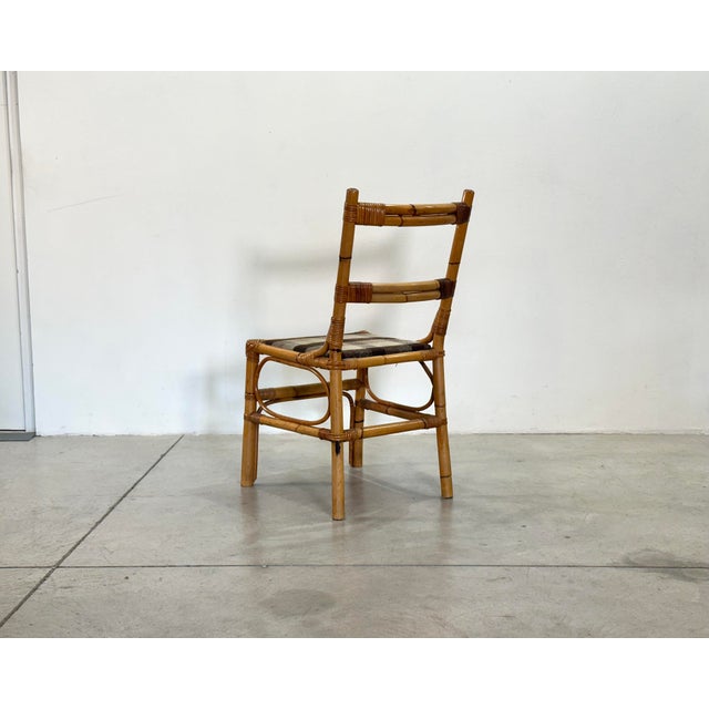 Round Bamboo Table and Chairs, 1970s, Set of 5 For Sale - Image 11 of 17