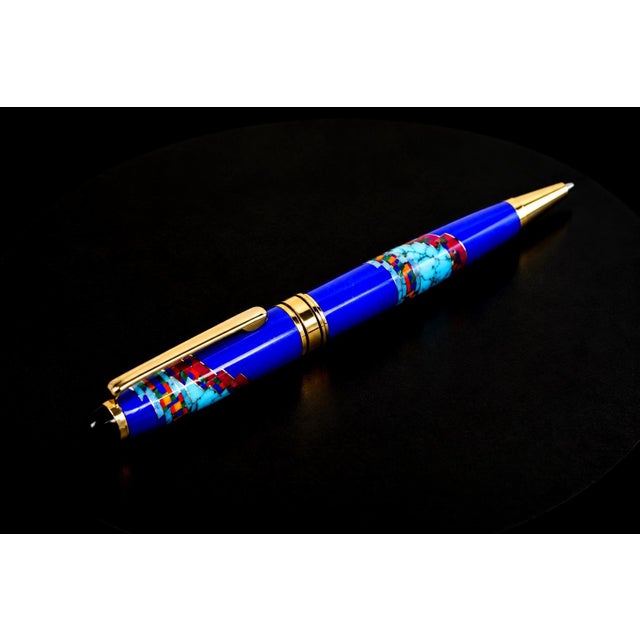 David Rosales Gemstone Pen Southwest Native American Lapis Turquoise Ruby For Sale In Los Angeles - Image 6 of 9