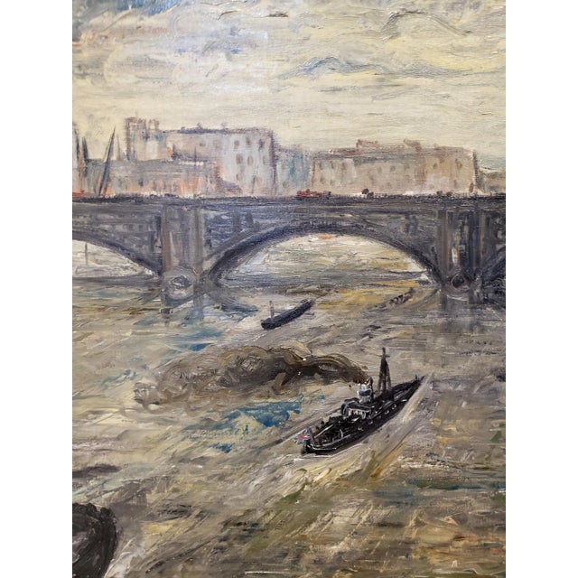 1930s 1930's Painting of London and the Thames by German Artist Wilhelm Maxon For Sale - Image 5 of 9
