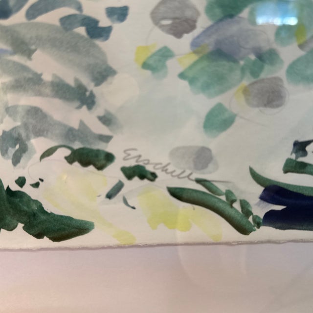 Paper Afternoon Tea, by Acclaimed Beverly Erschell Original Water Color Piece Garden Scene For Sale - Image 7 of 8