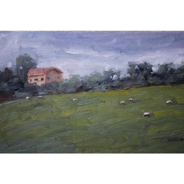 "Grazing Sheep on a Hillside" Contemporary Landscape Oil Painting For Sale - Image 12 of 13