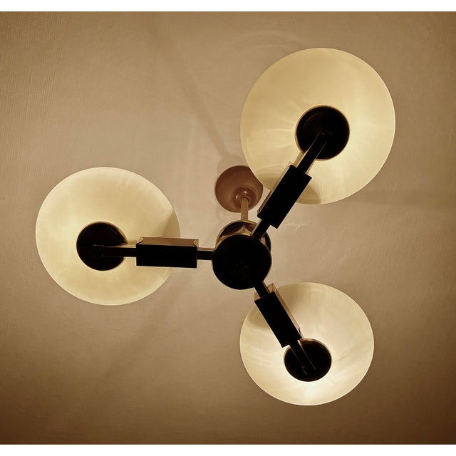 Brown Art Deco Wood and Glass Pendant Light, 1930s For Sale - Image 8 of 18