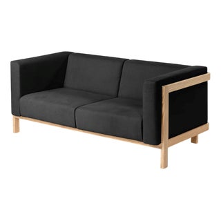 Sofa in Ash Wood and Anthracite Fabric by Julien Renault For Sale