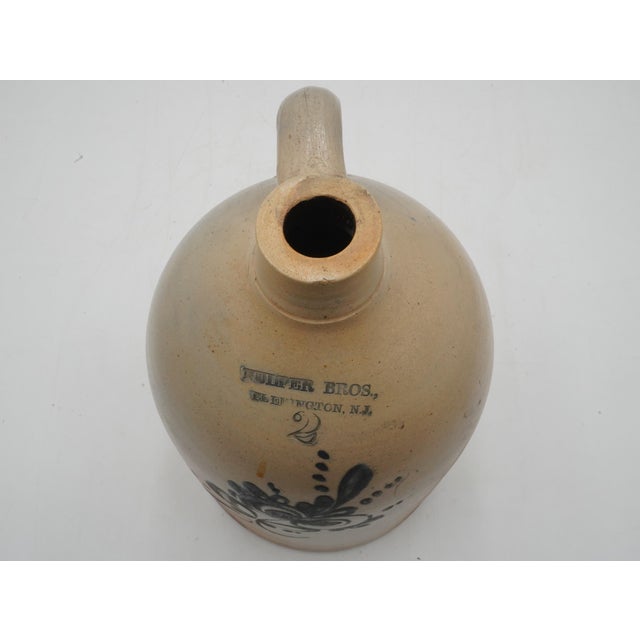 19th Century Fulper Bros. 2 Gallon Blue Stoneware Jug W. Handle For Sale - Image 5 of 10