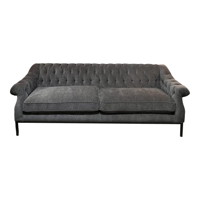 Four Hands Gray Chesterfield Sofa | Chairish