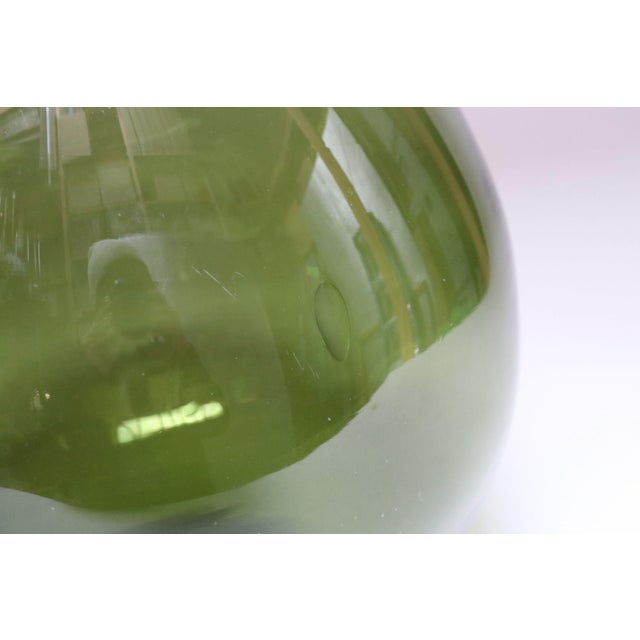 Vintage Italian Green Blown Glass Bulbous Form Demijohn Carboy For Sale - Image 14 of 18