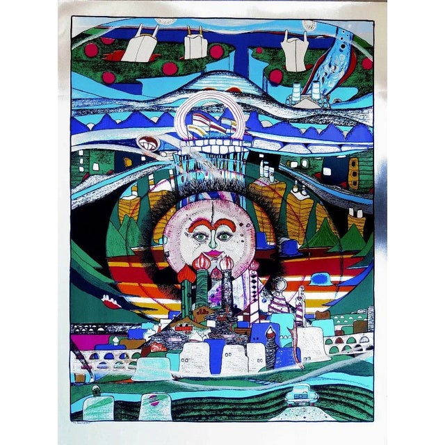 The Sun's Night Face Helmut Kand Year: circa 1975 Size: 35.5 in. x 26.5 in. Silkscreen on Foil, signed and numbered in...