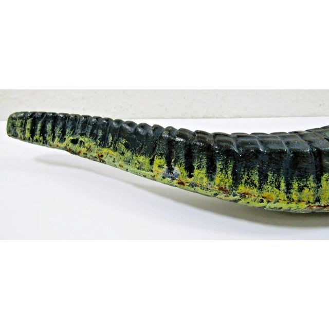 Metal Antique Large Cast Iron Alligator Sculpture With Original Paint 29.5 in Long For Sale - Image 7 of 18